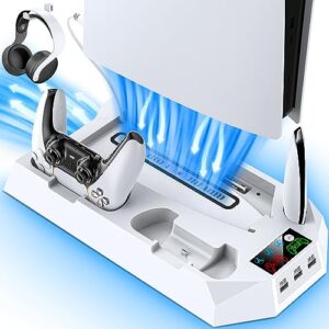 PS5 Stand with Cooling Station and Controller Charging Station for Playstation 5 Console