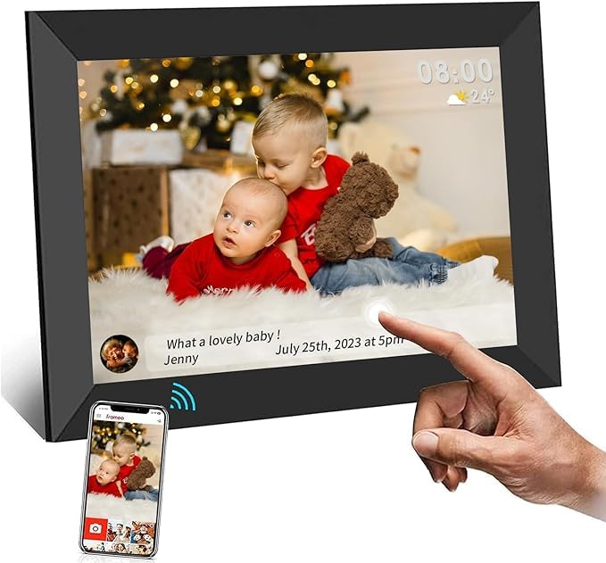 AILRINNI Digital Photo Frame WiFi 10.1 inch-Smart Cloud Digital Picture Frame with 16GB Touch Screen