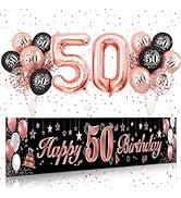 40th Birthday Decorations for Women,BTZO Black Rose Gold Happy 40th Birthday Banner Birthday Ball...