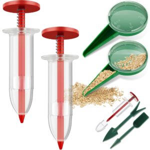 Sunhotty 6Pcs Mini Sowing Seed Dispenser Sower Set Manual Handhold Seedlings Dibber And Widger Set Lightweight Practical Small Seed Spreader Professional Reusable Mini Hand Seed Spreader for Garde