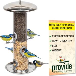 PROVIDE Large Stainless Steel bird feeder With Tray