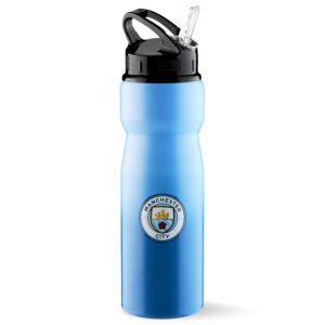 Manchester City FC Water Bottle with Straw Metal Water Bottle Football Fans Sports Work Gym - Man City Gifts for Me