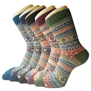 Justay Pucott 5 Pairs Ladies Winter Socks Breathable Soft Socks