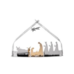 Alessi Bark Crib BM09 Design Christmas Crib Reproduction with Golden Features Stainless Steel