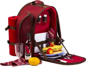 Elegant Event Essentials 2 Person Picnic Backpack Hamper with Cooler Bag