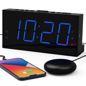 ROCAM Loud Alarm Clock with Bed Shaker for Heavy Sleepers