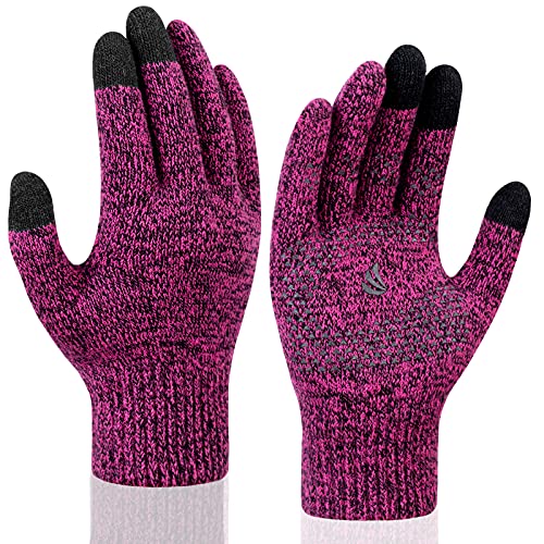 coskefy Winter Touch Screen Gloves Warm Knitted Gloves Thermal Wool Lined Running Gloves for Men Women - Upgraded Grip
