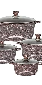 granite brown nonstick stockpot set 5pc