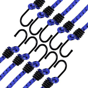 ANSIO Bungee Cords with Hooks 24"-60cm Pack of 10 UV-Resistant Elastic Straps Ideal for Securing Luggage