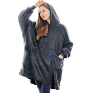 Aisbo Oversized Wearable Blanket Hoodie Women - Fluffy Warm Hoodie Blanket for Mens Adult