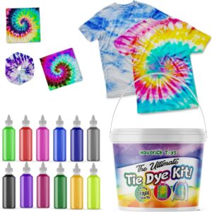 Ultimate Tie Dye Kit with 2 T-Shirts - UK Manufactured & Safe - Deluxe Set of 12 Colours