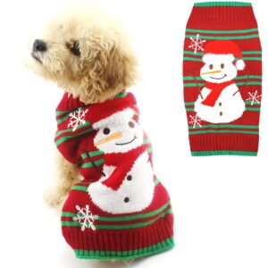 DELIFUR Dog Snow Sweaters Snowman Sweaters Xmas Dog Holiday Sweaters New Year Christmas Sweater Pet Clothes for Small Dog and Cat(Snowman