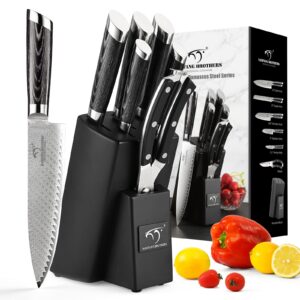NANFANG BROTHERS Damascus Knife Set with Block