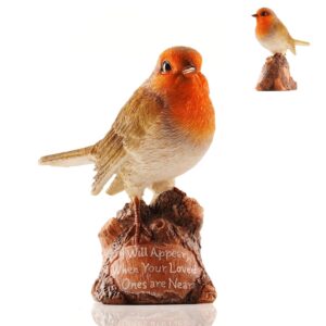 Muldale Robin Graveside Ornament - Red Robin Grave Ornament with Lifelike Detail and Text - Resin Robin Garden Statue - 14cm