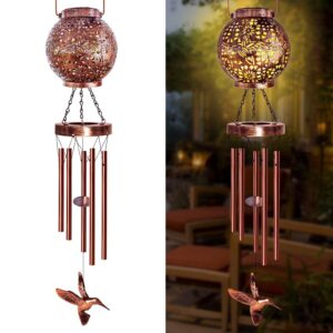 Solar Wind Chimes Outdoor Wind Chimes Hummingbird Wind Chime Birthday Gifts for Mom Garden Solar Lights WindchimesDecoratio