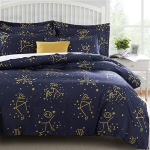 Imperial Rooms Duvet Covers Single Bedding Sets 3 Piece Soft Brushed Microfiber Duvet Bed Set with Matching Pillowcase Soft Printed Reversible Quilt Cover (Star Light