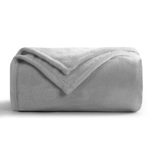 Aisbo Fleece Blanket Grey Throw - Versatile Soft Warm Blanket Fluffy Throws for Sofa Couch Single Size