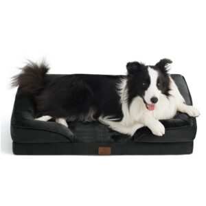 Bedsure Large Dog Sofa Bed - Washable Orthopedic Dog Beds and Couch with Removable Flannel Zipper Cover