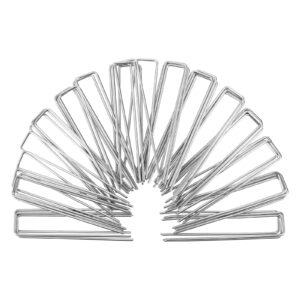 BEEWAY Garden Pegs - Pack 50 6"/150mm Φ3mm Galvanised Steel Landscape Staples