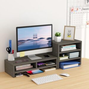 LIIGOU 2 Tiers Monitor Stands for Desks Monitor Riser Computer Stand with 3 Layers Storage Shelf For Computer Laptop Printer Home and Office Black
