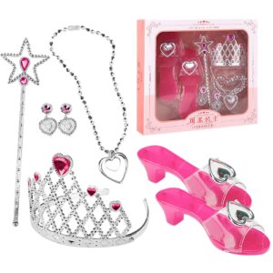 Fulenyi Princess Dress Up Shoes Princess Cosplay Accessories For Girls Princess Jewelry And Dress Up Shoes Play Dress Up Shoes Crown Wand Earrings Necklace For Kids Toddle