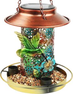 ELISHAN Solar Bird Feeder for Outdoors Hanging