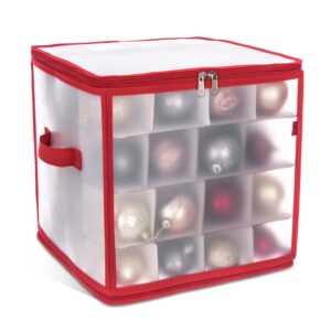 Christmas Village Bauble and Decoration Storage Cube with Padded Dividers for 64 Xmas Ornaments – Heavy Duty Folding 4 Layer Holder with Separators
