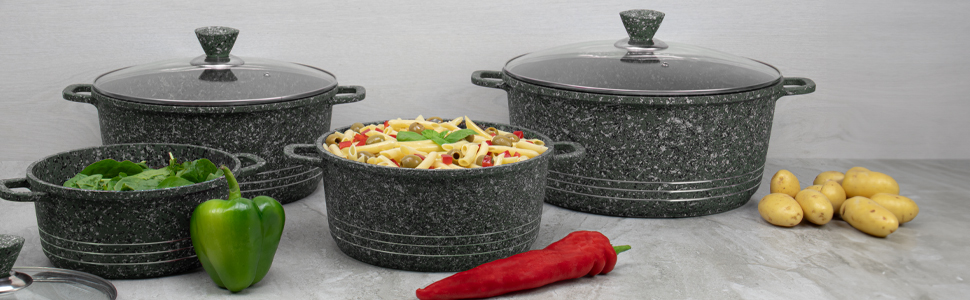 marble coated cookware, non stick marble cookware, non-stick stock pot