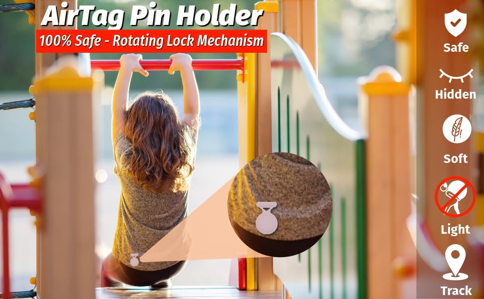 Safe Soft Light Trackable GPS Locator AirTag Holder Safety Pin Rotating Lock Hidden Anti-Scratch