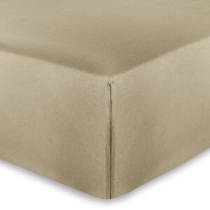 AMEHA Double Fitted Sheet 25 cm Deep Bed Sheets Easy Care Brushed Microfiber Elastic Fitted Bed Sheet Shrinkage Resistant (Beige