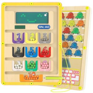 Magnetic Color Number Maze&Magnetic Alphabet Maze Board(2in1) Montessori Color Matching Learning Counting Puzzle Board ABC Alphabet Magnets Toddler Fine Motor Skills Toys Gift for 3+Years Old