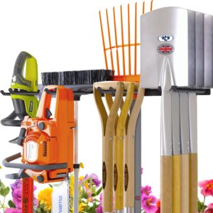 Toolganize Garden Tool Storage Rack Organiser - Garage or Shed - Heavy Duty Strong Wall Mount - Large Capacity 120kg - Battleship Build Quality.