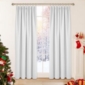 Deconovo Blackout Curtains Thermal Insulated Room Darkening Rod Pocket Curtains Energy Saving Super Soft Pencil Pleat Curtains for Bedroom 52 x 63 Inch Silver Grey 2 Panels
