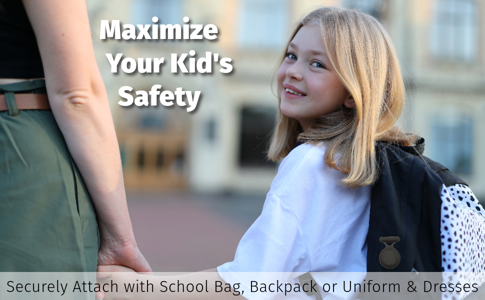 Maximize Kids Safety AirTag Pin Case Hidden Style Secure Holder Dress backpack schoolbag Dog Collar