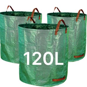 REQUISITE NEEDS Garden Waste Bags 120L / 272L / 500L - 3 Sacks PREMIUM GRADE Industrial Fabric and Handles Heavy Duty Garden/Green Waste Sacks (120 Litre - 3 PACK)