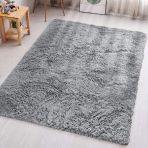Aspire Homeware Rugs Living Room - Grey Area Rugs for Bedroom Anti Slip - Super Soft Fluffy Large Shaggy Rug Thick Pile Non Shedding
