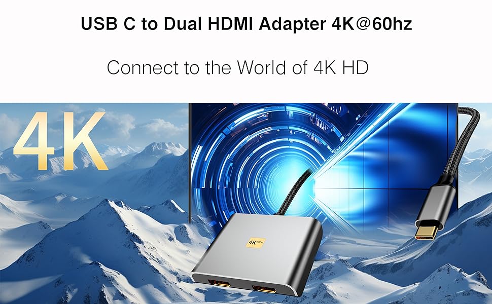 USB C to Dual HDMI Adapter