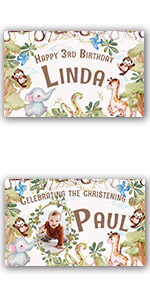 Personalized kids animal birthday banner