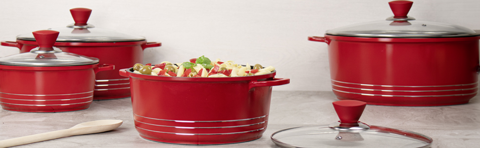 die-cast cookware set 4pc red