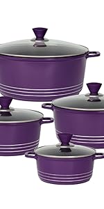 5pc stockpot set non-stick purple