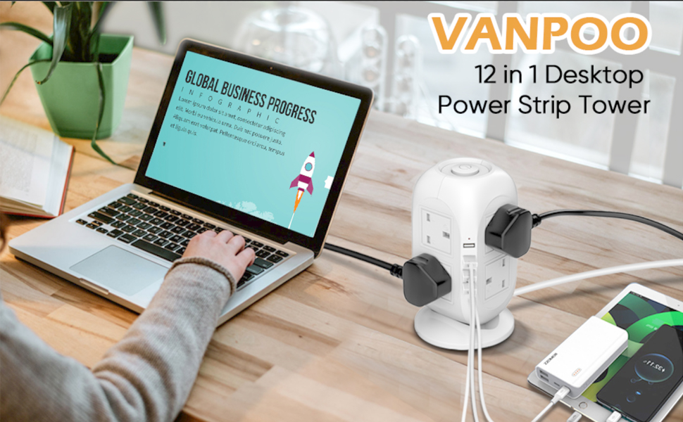 12 in 1 power strip tower
