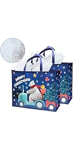 blue christmas gift bag