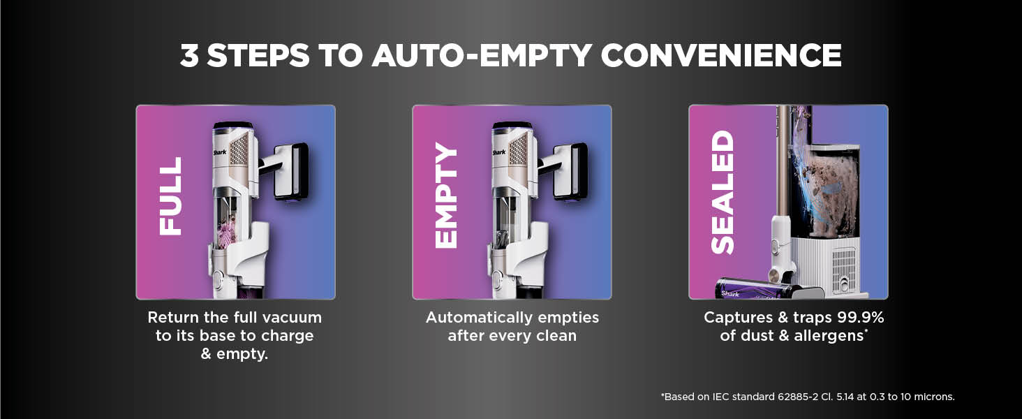 Shark Detect Pro Cordless Vacuum Cleaner, 2L Auto-Empty, Light, Flexible Anti Hair Wrap, Pet Tools