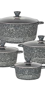 stockpot grey 5pc set grey granite