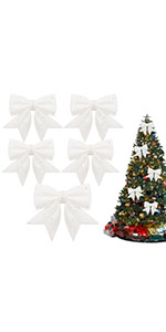 Christmas tree bows white