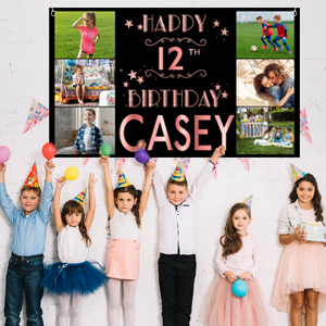 silver indoor outdoor bithday banner multi photo