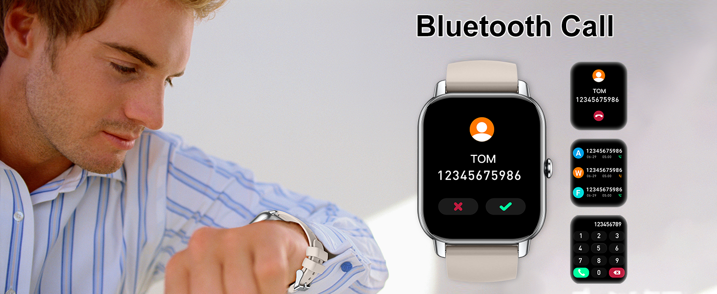 Smart Watch Answer/Make Calls, 1.85 Inch HD Touch Screen Fitness Watch