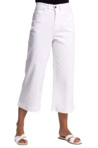 Roman Originials Women Denim Culottes - Ladies Cropped Wide Leg Jeans Spring Trousers Summer Pants Everyday Holiday Front Back Pockets Belt Loops Comfy Vacatio