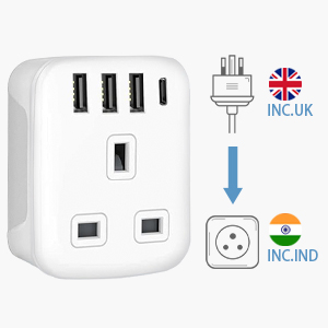 UK to India Plug Adapter with USB