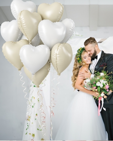 Pink White Heart Foil Balloons, 18 Inch White and Pink Heart Shape Foil Balloons Romance Pearl Pi...